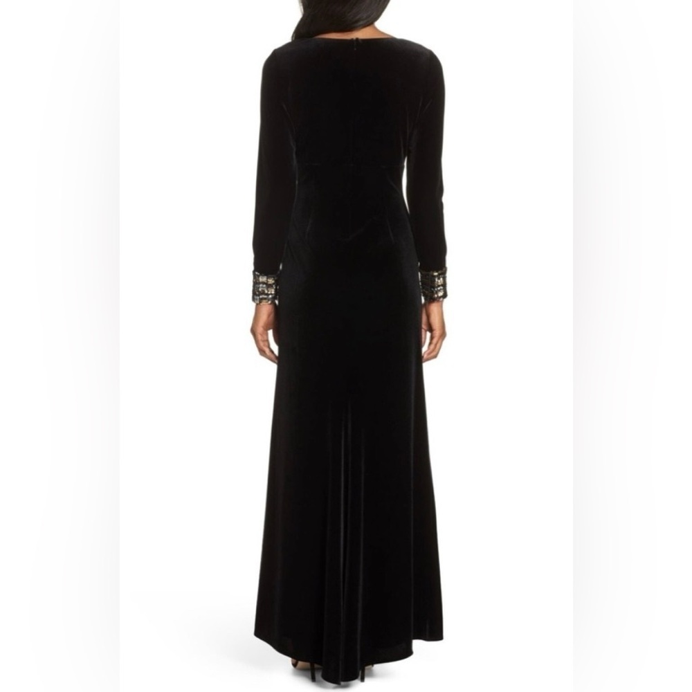 Vince Camuto Velvet Sequin Cuff Long Sleeve Gown - Picture 9 of 11